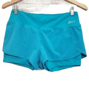 Women's Asics Sz M Blue Teal Active Gym Shorts EUC